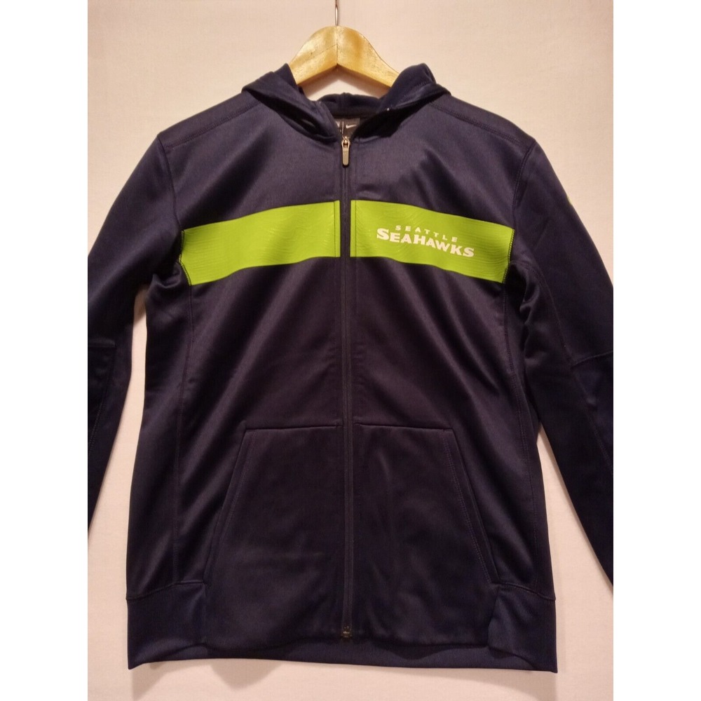 Nike Seattle Seahawks Jacket Boy's Youth L Zip-up Hooded Jacket w/ Graphic